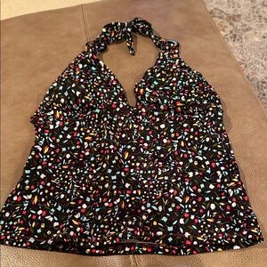 Seven7 Black Multicolor Halter Swim Camisole